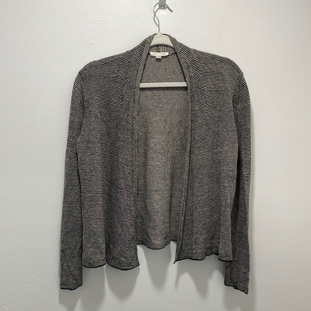 Eileen Fisher Grey 100% Linen Cardigan Sweater